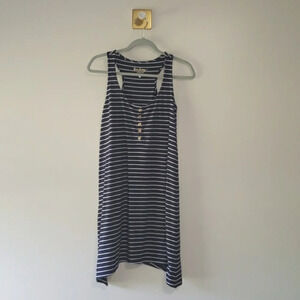 Lily Pulitzer Jennalyn 100% Pima Cotton  Swing Dress XS Navy Blue White Stripe